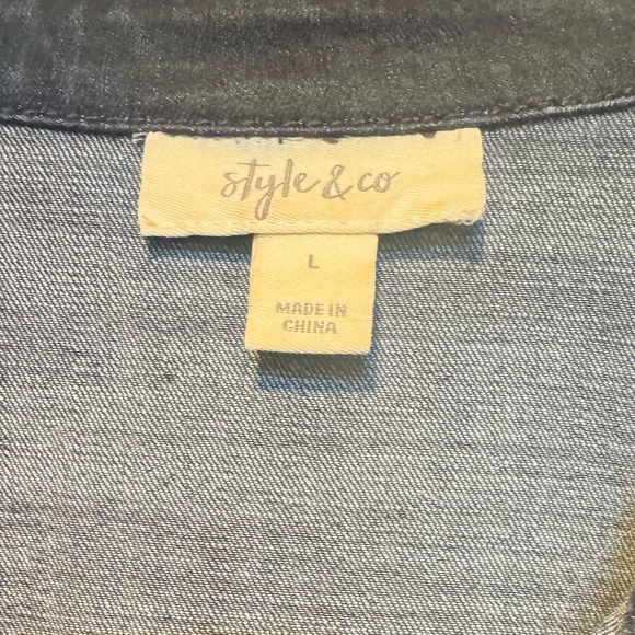 Style & Co. Dark Blue Long Sleeve Denim Dress - Picture 3 of 3